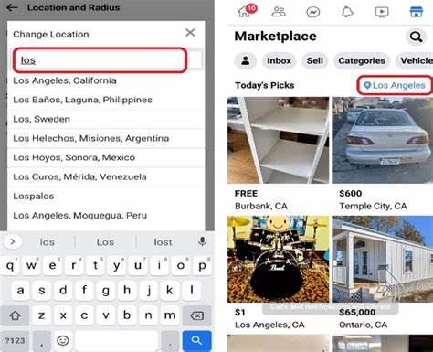 on Facebook Markeplace, why does adding a `\` change the search drastically?