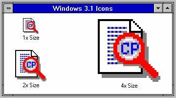 A graphical listing of all icons shipped in Win 3.1 PROGMAN.EXE and MORICONS.DLL