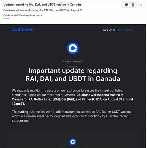Coinbase to suspend trading for USDT, DAI, and RAI for Canadian customers - CryptoSlate