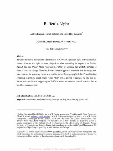 Buffett's Alpha [pdf]
