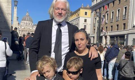 Julian Assange and his family in Rome for Pope Francis's funeral