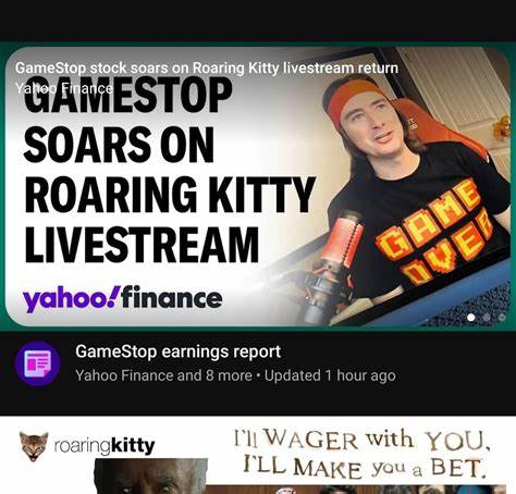 GameStop tanks almost 40% as 'Roaring Kitty' fails to spark enthusiasm - Yahoo Finance