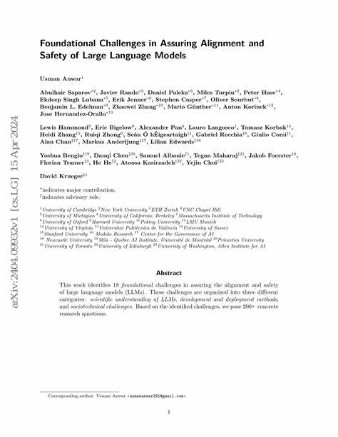 Foundational Challenges in Assuring Alignment and Safety of Large Language Model