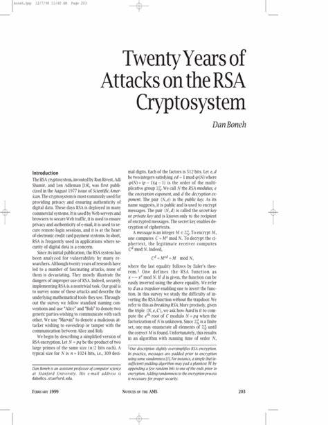 Twenty Years of Attacks on the RSA Cryptosystem (1999) [pdf]