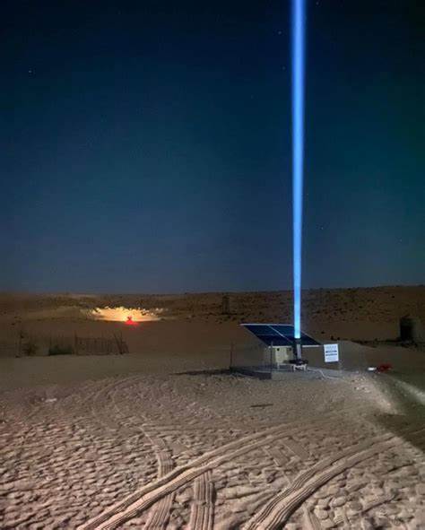 Laser beacons light the way in Saudi Arabia's northern Nafud Deserts