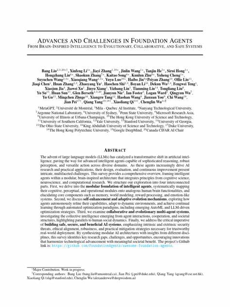 Advances and Challenges in Foundation Agents