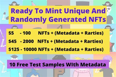 I will generate 10,000 nft art collections with metadata