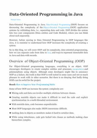 Data Oriented Programming (DOP) in Java