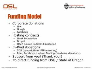 An update on the OSU-OSL funding situation