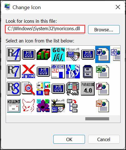 What were the intended uses of those icons in moricons.dll?